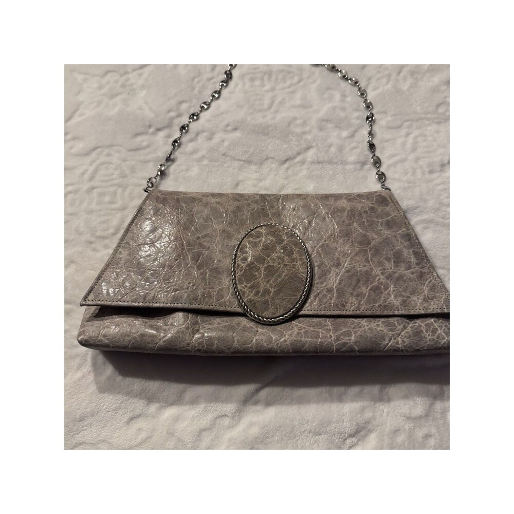 KEMESTRY  Leather Clutch Shoulder Grey Bag Magnetic Made In USA